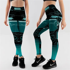 Qickitout 12% spandex Sexy elasticità a vita alta donna Leggings stampati digitali pantaloni Push-Up