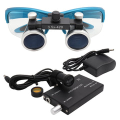 Dental Loupes Magnifier Lab Medical Magnification Binocular 2.5/3.5x420 Headlight Headlamp 5W Cloth Case