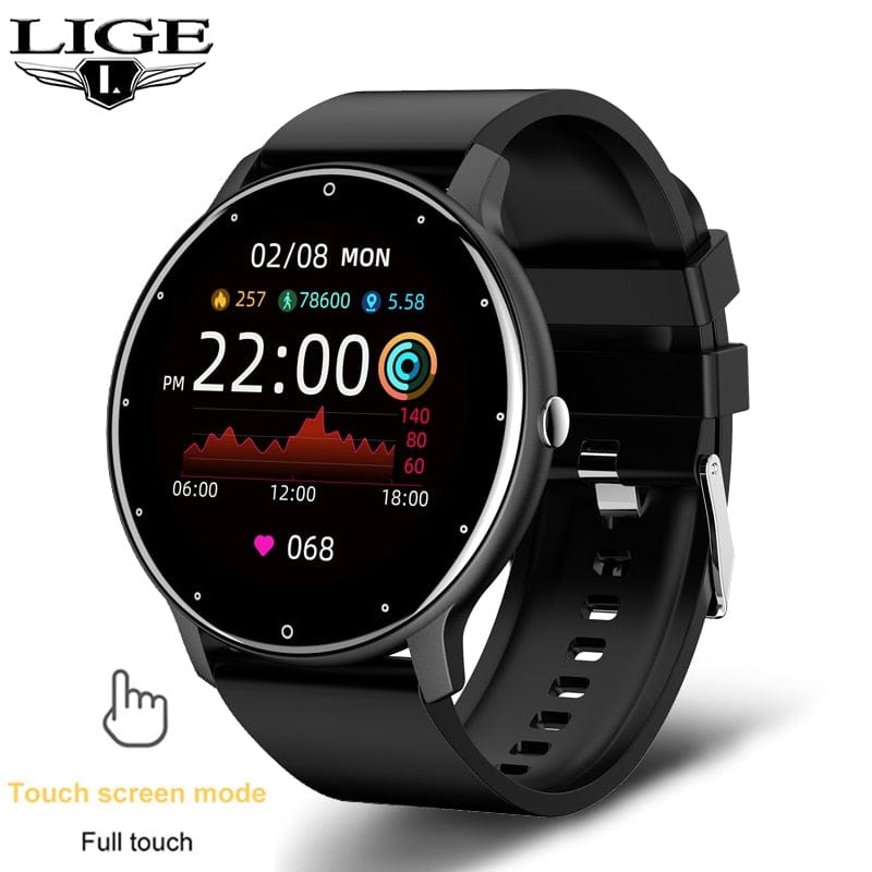 LIGE 2022 New Smart Watch Men Full Touch Screen Sport Fitness Watch IP67 Waterproof Bluetooth Smartwatch Men For Xiaomi Huawei