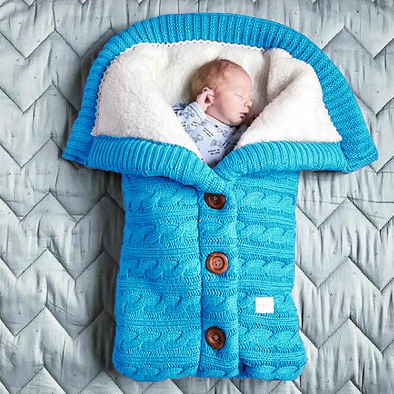 Autumn and Winter Stroller Baby Sleeping Bag Outdoor Button Baby Knitted Sleeping Bag Wool Brushed and Thick Baby's Blanket