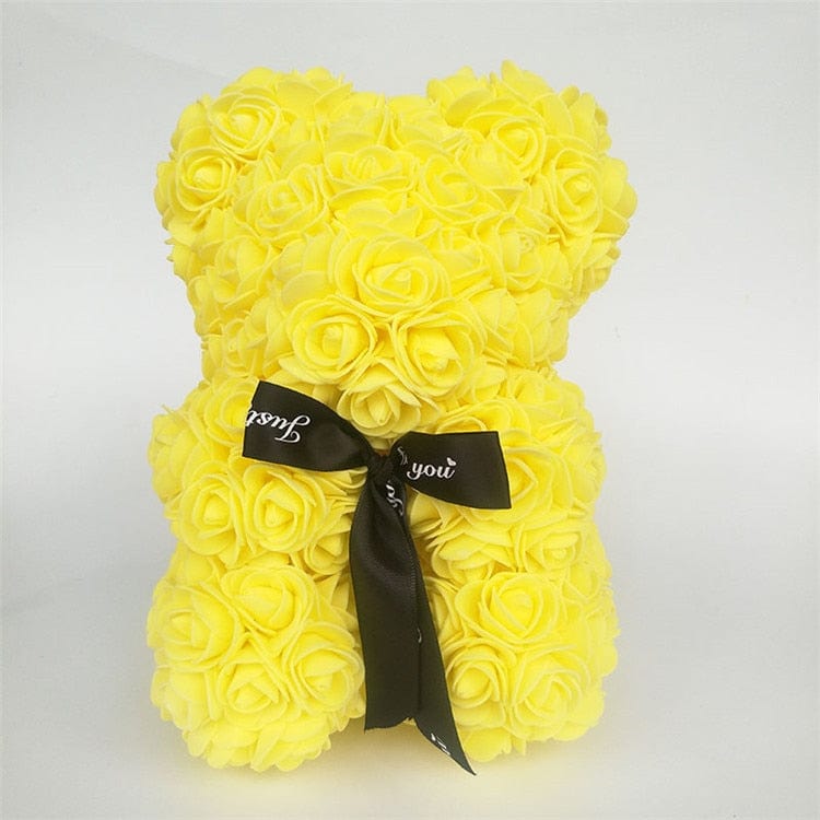 25CM White Rose Bear Artificial Flower Rose Teddy Bear For Valentine's Birthday Christmas Gift