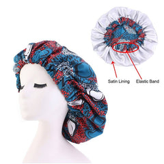 African Pattern Ankara Print Bonnet Women Night Sleep Cap Satin Lining Soft Extra Large Head Wear Ladies Headwrap Hair Care Hat