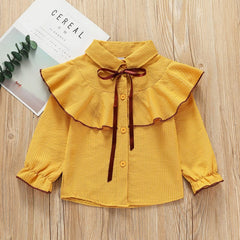 New Spring Summer 2022 Cotton Blouse for Big Girls Striped Clothes Children Long Sleeve School Girl Shirt Kids Tops 2-8 Years