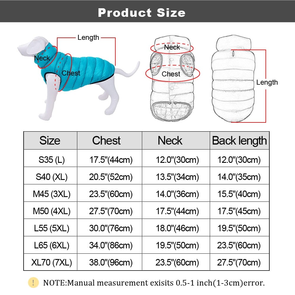 Warm Winter Dog Clothes Vest Reversible Dogs Jacket Coat 3 Layer Thick Pet Clothing Waterproof Outfit for Small Large Dogs - Wowza