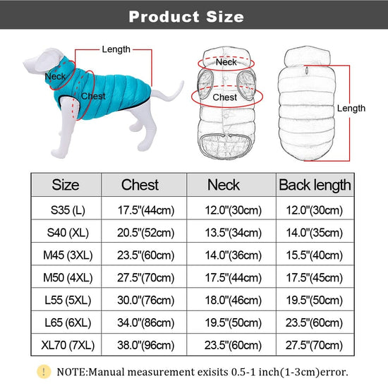 Warm Winter Dog Clothes Vest Reversible Dogs Jacket Coat 3 Layer Thick Pet Clothing Waterproof Outfit for Small Large Dogs - Wowza