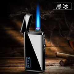 New Windproof Metal USB Lighter Torch Turbo Lighter Jet Dual Arc LED Lighter Gas Chargeable Electric Butane Pipe Cigar Lighter