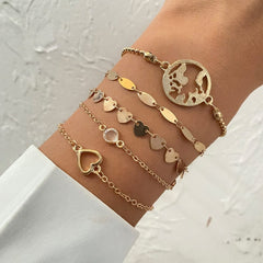 IPARAPunk Gold Color Crystal Thick Chain Bracelet Female Bohemian Geometric Chain OT Buckle Bracelet Set Jewelry Girl Party Gift