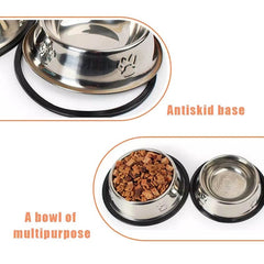 6 Size Stainless Steel Dog Bowl For Dish Water Dog Food Bowl Pet Puppy Cat Bowl Feeder Feeding Dog Water Bowl For Dogs Cats