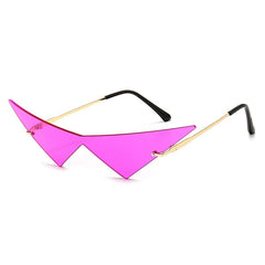 SO&EI Oversized Triangle One Piece Women Sunglasses Vintage Rimless Clear Ocean Lens Eyewear Fashion Men Cat Eye Sun Glasses