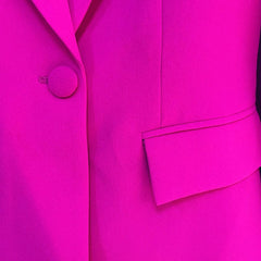 HIGH QUALITY Newest 2023 Runway Designer Suit Set Women's Single Button Blazer Flare Pants Suit Fluorescent Purple