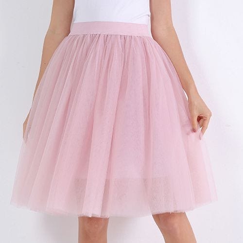 Quality 5 Layers Fashion Tulle Skirt Pleated TUTU Skirts Womens Lolita Petticoat Bridesmaids Midi Skirt Jupe Saias faldas