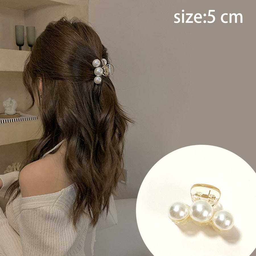 Korean Acrylic Hair Claws Pearl Claw Clips For Woman Large Size Barrette Crab  For Girl Shark Clip Fashion Hair Accessories