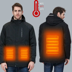 Couple USB Heated Jacket Men Women Waterproof Jacket Men Down Cotton Hiking Jacket Winter Thermal Plus Size Heated Clothing