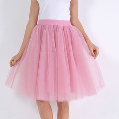 Quality 5 Layers Fashion Tulle Skirt Pleated TUTU Skirts Womens Lolita Petticoat Bridesmaids Midi Skirt Jupe Saias faldas