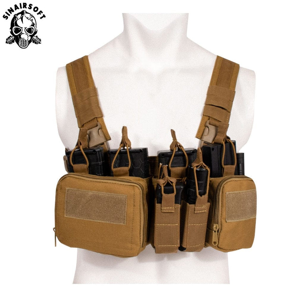 SINAIRSOFT CS Match Wargame TCM Chest Rig Airsoft Tactical Vest Military Gear Pack Magazine Pouch Holster Molle 500D Nylon Swat