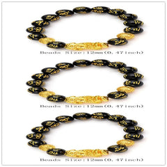 Pixiu Good Luck Bracelets Tibetan Buddhism Obsidian Stone Beads Unisex Bracelet For Women Men Jewelry Gift