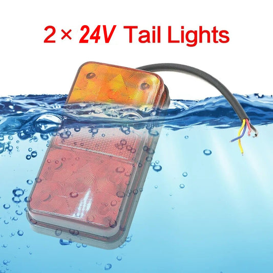 Pair 24V Boat Led Tail Lights Waterproof 10 LED Car Rear Lamps Trailer Rear Parts for Trailer Truck Car Lighting Waterproof IP65