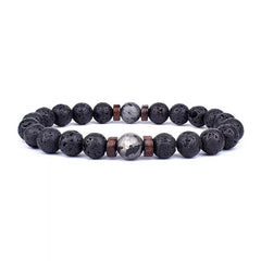 Volcanic Stone Bracelet for Men Lava Wooden 8mm Beads Bracelet Tibetan Buddha Wrist Chain Women Men Jewelry Gift New Bracelets