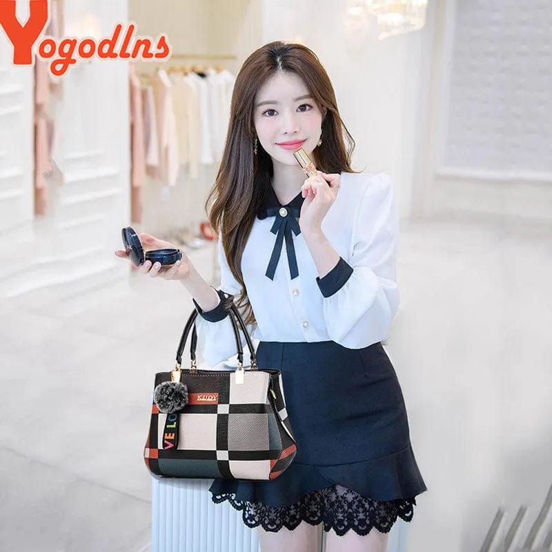 Luxury Handbag Women Stitching Wild Messenger Bags Designer Brand Plaid Shoulder Bag Female Ladies Totes