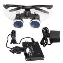 Dental Loupes Magnifier Lab Medical Magnification Binocular 2.5/3.5x420 Headlight Headlamp 5W Cloth Case