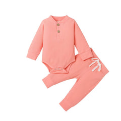 16 Colors Baby Outfits Solid Sets Infant Toddler Newborn Girls Boys Autumn Winter Baby Girl Boy Long Sleeve Romper Pants 0-24M