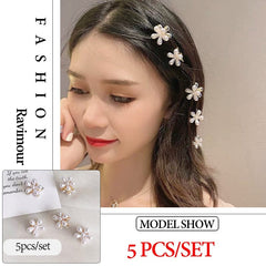 2020 New Fashion Mini Pearl Hair Claws for Women Korean Small Flower Clips Set Hair Accessories Gold Crab Girls Headwear Wedding