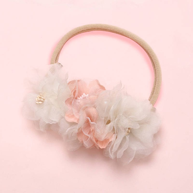 Balleen Shiny Fashion Florals Headband Newborn Baby Elastic Princess Hairbands Child Kids Pearl Fresh Style Cute Headwear Gifts