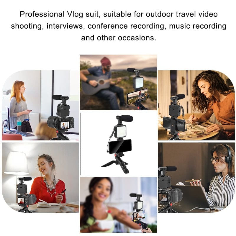 Portable Vlogging Kit Video Making Equipment with Tripod Bluetooth Control for SLR Camera Smartphone Youtube Photography