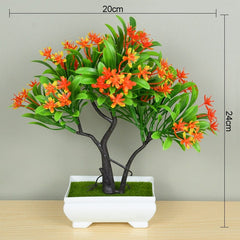 Artificial Plants Potted Green Bonsai Small Tree Grass Plants Pot Ornament Fake Flowers for Home Garden Decoration Wedding Party