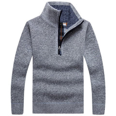 Pullover Mens Thick Warm Knitted Pullover Men Sweater Solid Fashion Turtleneck Sweaters Half Zip Warm Fleece Winter Coat Casual