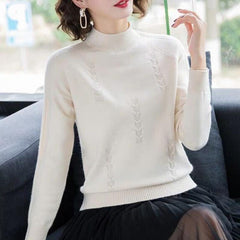 PEONFLY Turtleneck Sweater Autumn Winter Knitted Pullovers Women Sweaters Casual Loose Long Sleeve Solid Color Female Jumper