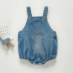 2023 Spring Autumn New Baby Overalls Boys Girls Denim Overalls Kids Jumpsuit Korean Fashion Children Denim Shorts