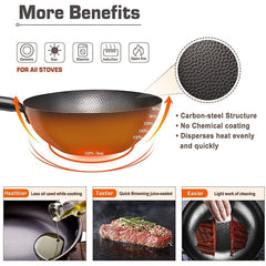 High Quality Iron Wok Traditional Handmade Iron Wok Non-stick Pan Non-coating Gas Cooker Cookware - Wowza