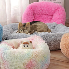 Square Dog Beds Long Plush Solid Color Pet Beds Cat Mat For Little Medium Large Pets Super Soft Winter Warm Sleeping Mats