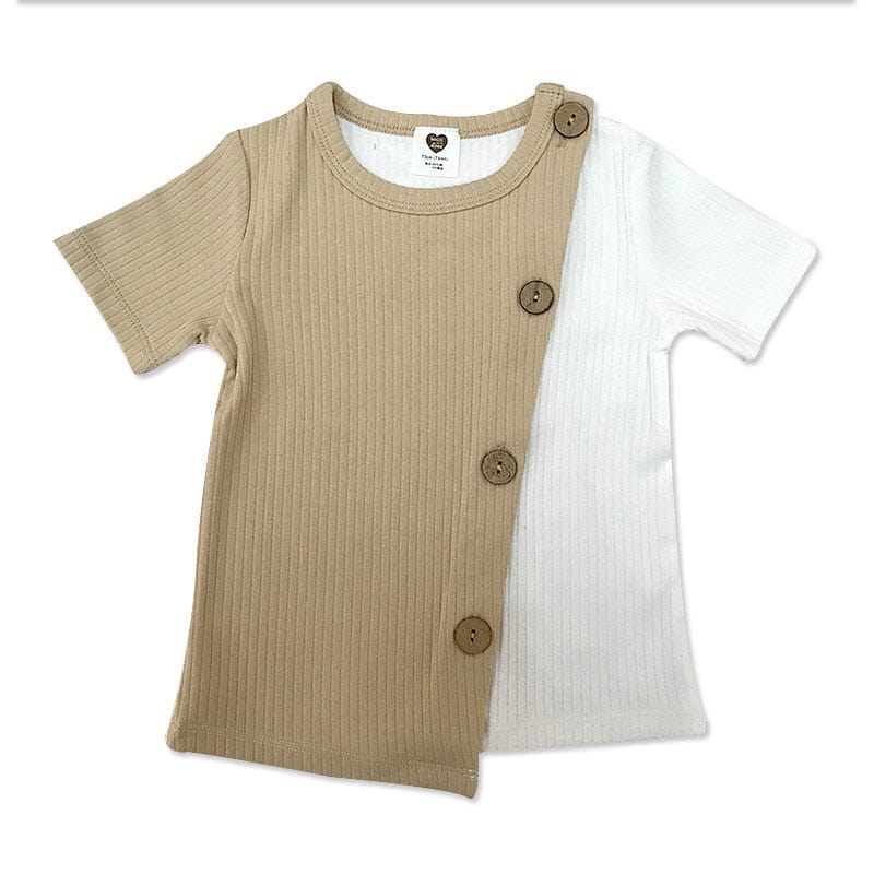 Kids clothes t shirt baby girls and boys clothes round neck short sleeves fashion children t-shirt ribbed contract patched color