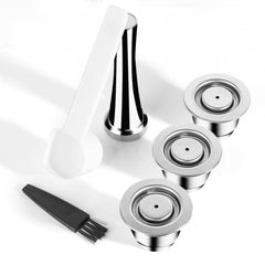 ICafilas Cream Nespresso Refillable Coffee Capsule Pod Stainless Steel Espresso Coffee Filter Tamper Capsule Coffeeware - Wowza