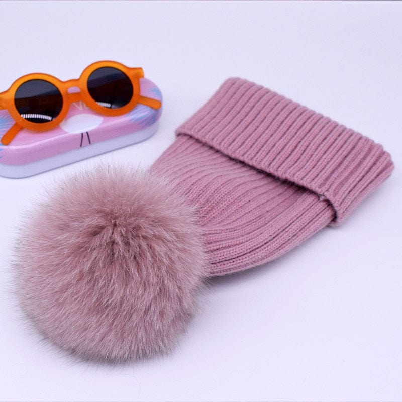 2022 New winter hat luxury quality Fox fur pompom hats beanie High quality Girls women bonnet winter hats for women