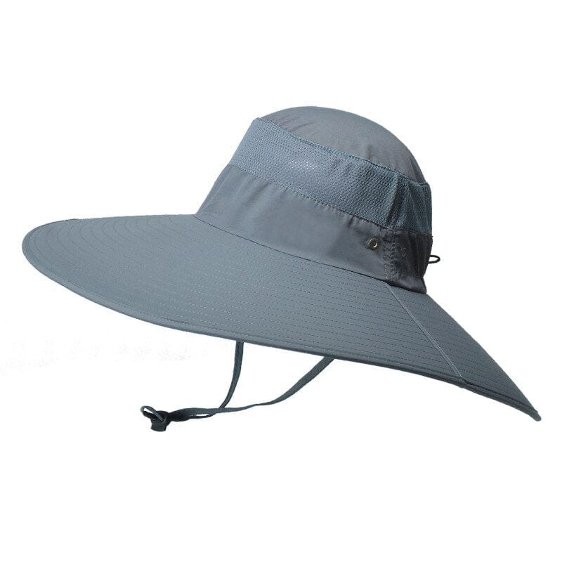 K114Panama Men's Hat Big Brim Bucket Hat Fashionable Outdoor Climbing Fishing Hat Sunscreen Mesh Breathable Cap Summer