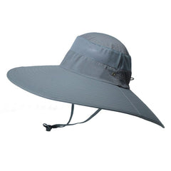 K114Panama Men's Hat Big Brim Bucket Hat Fashionable Outdoor Climbing Fishing Hat Sunscreen Mesh Breathable Cap Summer