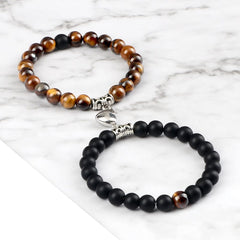 2pcs/set Natural Stone Beads Bracelet for Lovers Heart Magnet Attraction Couple Distance Bracelets Friends Jewelry Gift Bangles