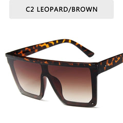 2025 Vintage Male Flat Top Sunglasses Men Brand Black Square Shades UV400 Gradient Sun Glasses For Women Cool One Piece Designer