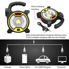 Floodlight 30W LED Portable Rechargeable Waterproof Spotlight Battery Powered Searchlight Outdoor Work Lamp Camping Lantern