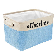 Custom Pet Storage Box Free Dog Name Printing Canvas Waterproof Dog Cat Toy Storage Container Foldable Storage Bag For Dogs Cats - Wowza