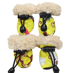 4pcs/set Waterproof Winter Pet Dog Shoes Anti-slip Rain Snow Boots Footwear Thick Warm For Small Cats Puppy Dogs Socks Booties