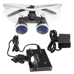 Dental Loupes Magnifier Lab Medical Magnification Binocular 2.5/3.5x420 Headlight Headlamp 5W Cloth Case