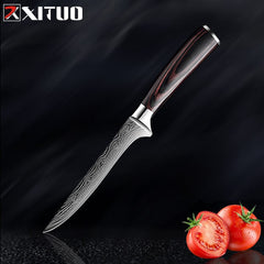 XITUO Chef Bread Eviscerate Sliced Fruit Chinese Japanese Kitchen Knife Sharp Utility santoku Complete Damascus Pattern Cooking - Wowza