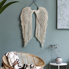 Macrame Wall Hanging Boho Tapestry Angels Wing Woven Bohemian Wall Decor Home Decoration For Apartment Bedroom Living Room