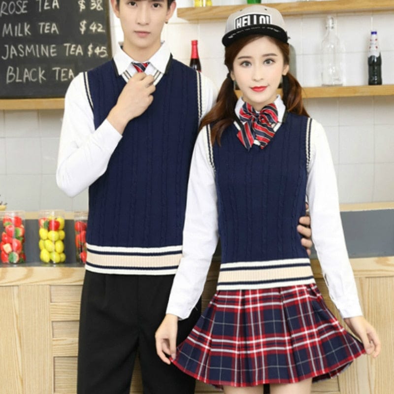 Sweater Vest Men Autumn Winter Plus Velvet V-neck Striped Big Size 5XL Oversize Mens Couples Preppy Style Students Vests Ulzzang