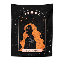 Tarot Constellation Tapestry Wall Hanging Moon Phase Tapestry Divination Beach Mat Sun Moon Constellations black Wall Decor