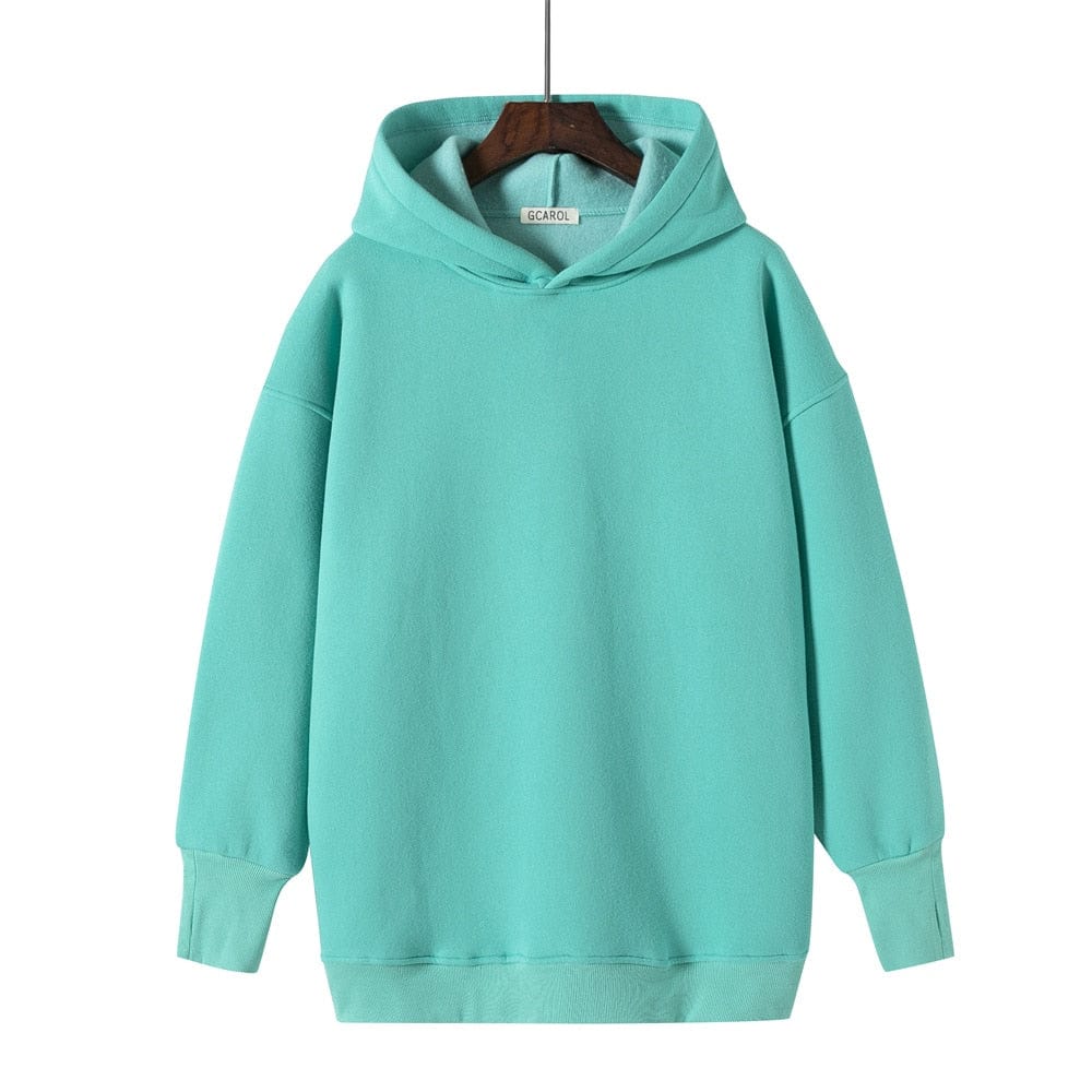 GCAROL Fall Winter Women Long Hooded Suits 80% Cotton Fleece Oversized Boyfriend Unisex Sweatshirt Elastic Waist Harem Pants